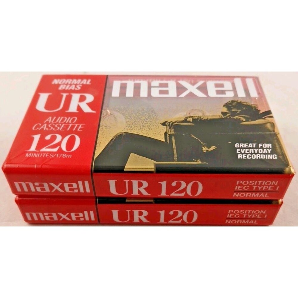 (2) New Sealed Maxell UR 120 Minute Blank Audio Cassette Tapes Normal Bias Lot 2